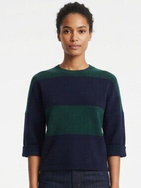 Derek Lam Cashmere Blend Striped Crop Sleeve Sweater- Sz. Sm